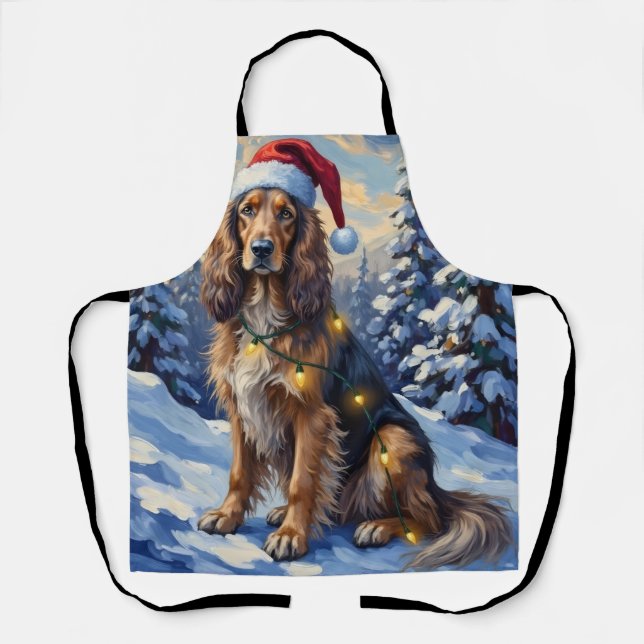 Delantal Elegant Afghan Hound Winter Wonderland Christmas (Anverso)