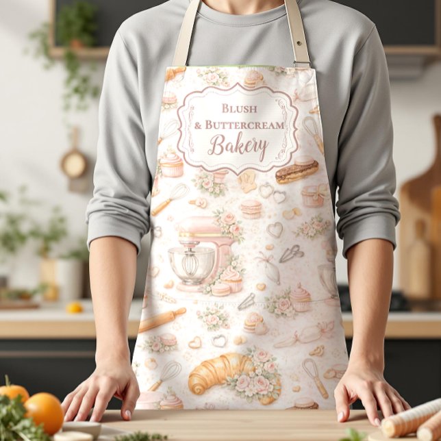 Delantal Elegant Blush Patisserie Bakery Business (Subido por el creador)