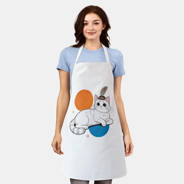 Delantal Elegant Cat with Peacock Feather Headdress (Gastado)