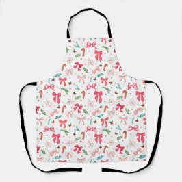 Delantal Elegant Christmas bow and candy pattern