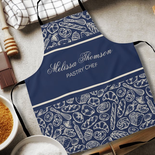 Delantal Elegant Classic Navy Blue Cake Bakery Chef (Subido por el creador)
