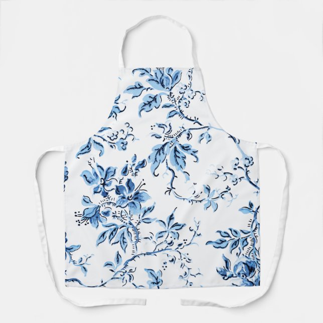 Delantal Elegant Delft Blue and White Floral (Anverso)
