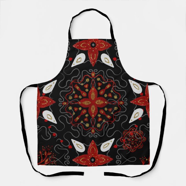 Delantal Elegant, festive feel symmetrical floral pattern (Anverso)