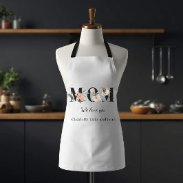Delantal Elegant Floral Personalized Mom Kitchen Apron