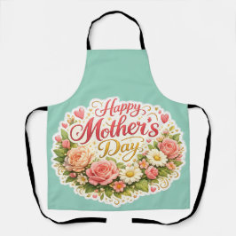 Delantal Elegant happy Mother's Day floral wreath kitchen a