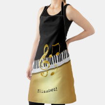 Elegant Modern Black Gold Music Notes,Piano Keys
