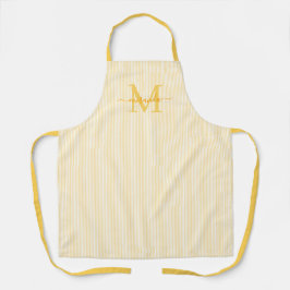 Delantal Elegant Monogram Name Yellow Stripe
