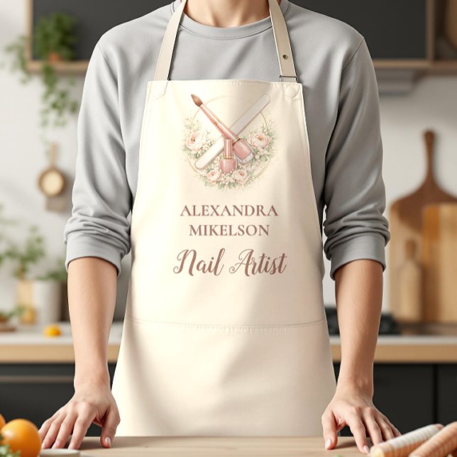 Delantal Elegant Nail Salon Floral Business (Subido por el creador)