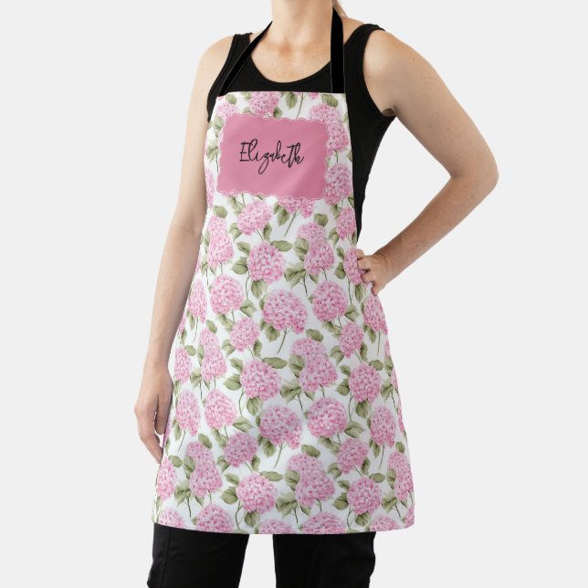 Delantal Elegant Pink Hydragea Flowers Pattern Name (in situ)