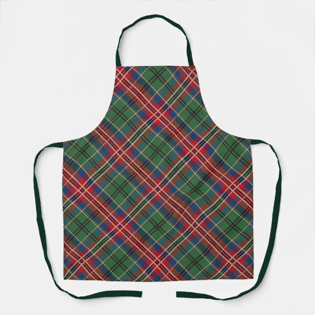 Delantal Elegant Plaid Red Green Rustic Tartan (Anverso)