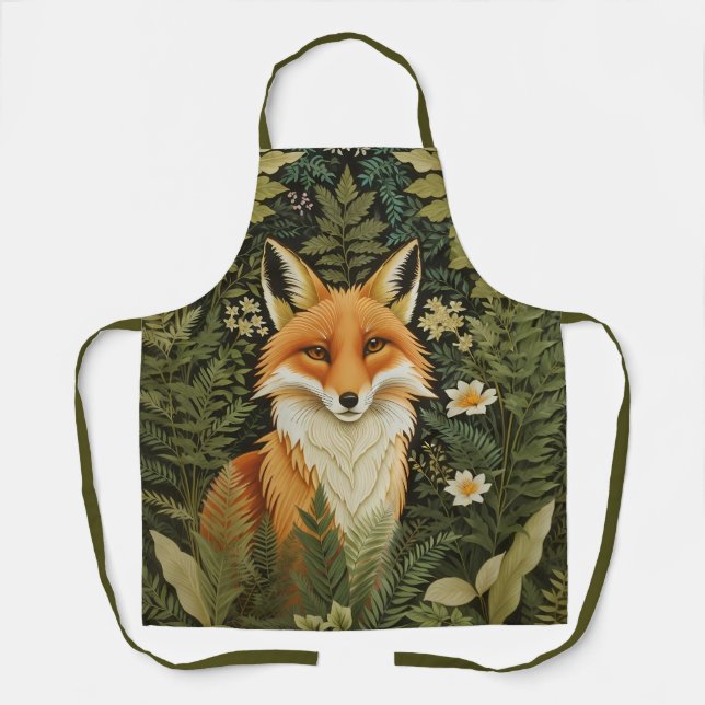 Delantal Elegant Red Fox And Green Foliage (Anverso)