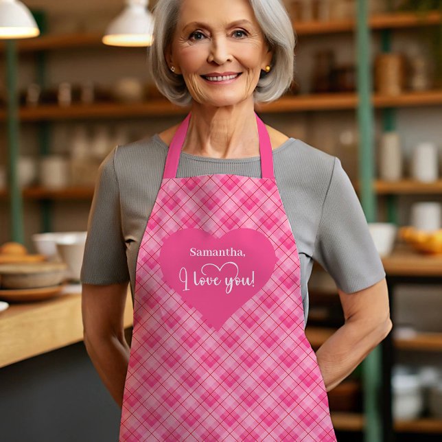 Delantal Elegant Red Hearts Personalized Love Gift Valentin (Elegant Red Hearts Personalized Love Gift Valentine Apron)