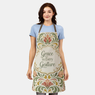 Delantal Elegant Rosemaling Floral Pattern with Quote