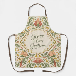 Delantal Elegant Rosemaling Floral Pattern with Quote