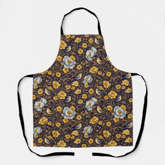 Delantal Elegant Vintage Floral & Birds Pattern Apron