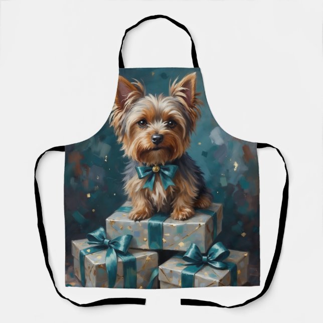 Delantal Elegant Yorkshire Terrier Dog Holiday Gift Stack (Anverso)