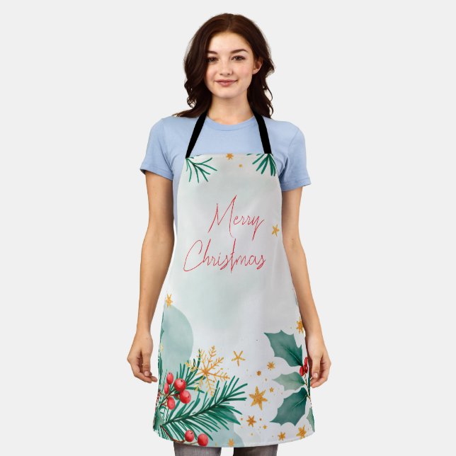 Delantal Elegante acuarela Apron navideño - Fiesta (Gastado)