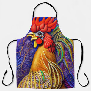 Delantal Elegante acuarela artística Royal Pastel Rooster