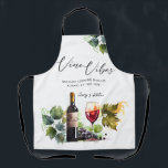 Delantal Elegante acuarela Vino Vibes Iniciales Viñedo<br><div class="desc">Mejore su celebración con nuestro Apron Vino Vino Vino de color Elegante, una combinación perfecta de estilo y practicidad. Sorprenda a sus huéspedes con este único favor, o dáselo a la futura novia o a alguien especial que le guste el vino y la cocina. Este delantal personalizado le da un...</div>
