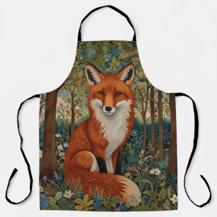 Delantal Elegante animal retro boho rojo zorro