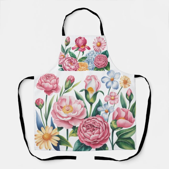 Delantal Elegante Apron de Arte de Jardín Floral (Anverso)