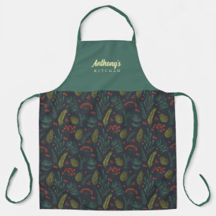 Delantal Elegante Apron De Impresión Botánica De Invierno