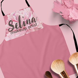 Delantal Elegante artista de maquillaje floral rosa Rubor c