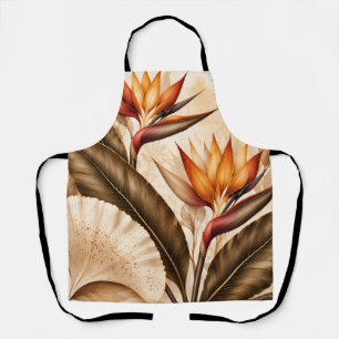 Delantal Elegante ave del paraíso y arte botánico Ginkgo