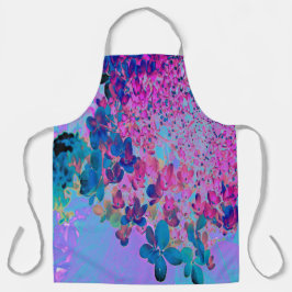 Delantal Elegante azul oscuro e hidrangea recta magenta