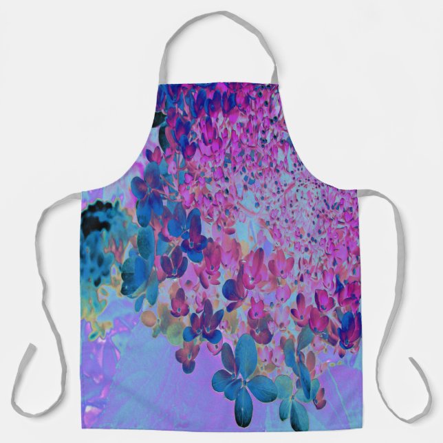 Delantal Elegante azul oscuro e hidrangea recta magenta (Anverso)