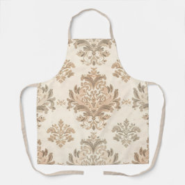 Delantal Elegante beige damasco vintage casa de campo franc