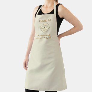 Delantal Elegante Beige Dorado Logotipo de la Empresa Perso
