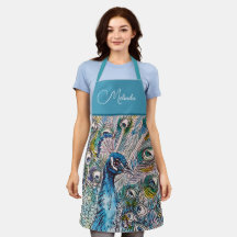 Elegante Blue Peacock acuarela Art Kids Apron
