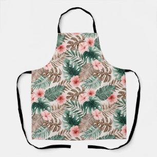 Delantal Elegante Boho Watercolor Floral Tropical
