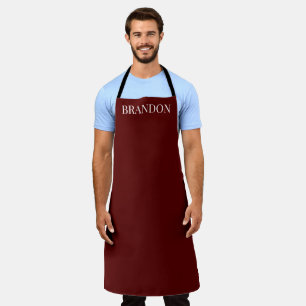 Delantal Elegante burdeos del nombre de un chef sencillo y 