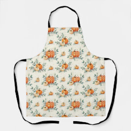 Delantal Elegante calabaza de otoño y acuarela de eucalipto