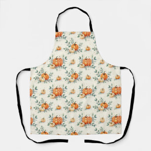 Delantal Elegante calabaza de otoño y acuarela de eucalipto