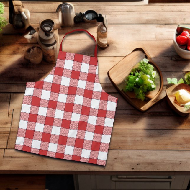 Delantal Elegante campiña de picnic blanco rojo tachado (Subido por el creador)