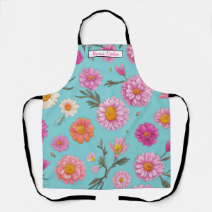 Delantal Elegante casa de campo rosa naranja daisises flora