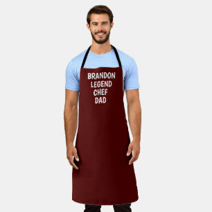 Delantal Elegante chef burdeos moderno y simple de papá