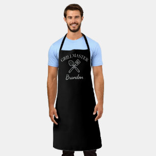 Delantal Elegante Chef negro de los hombres nombre parrilla