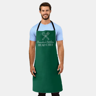 Delantal Elegante chef verde esmeralda de los hombres nombr