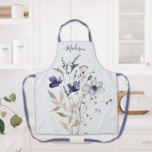 Elegante Chic Monograma Flor de Acuarela Azul