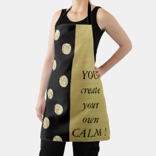 Delantal Elegante Chic Negro Puntos Dorados - Mensaje Motiv