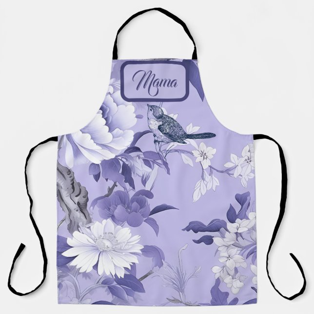 Delantal Elegante Chinoiserie Floral Lilac (Anverso)