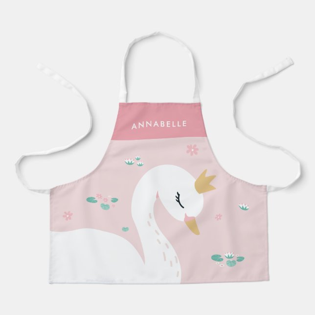 Delantal Elegante cisne rosa lindo cisne personalizado (Anverso)