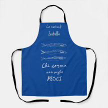 Elegante cocina italiana sardinas dibujar azul