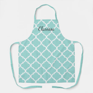 Delantal Elegante cocina verde azulada de estilo quatrefoil