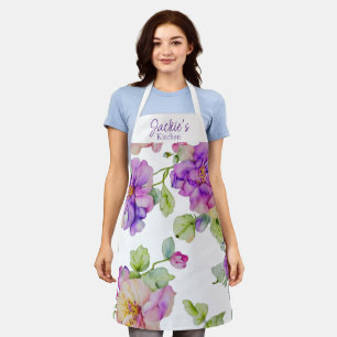 Delantal Elegante color de agua florals nombre personalizad