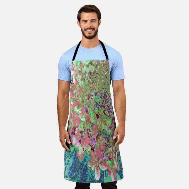 Delantal Elegante Coral y Chartreuse Limelight Hydrangea (Gastado)